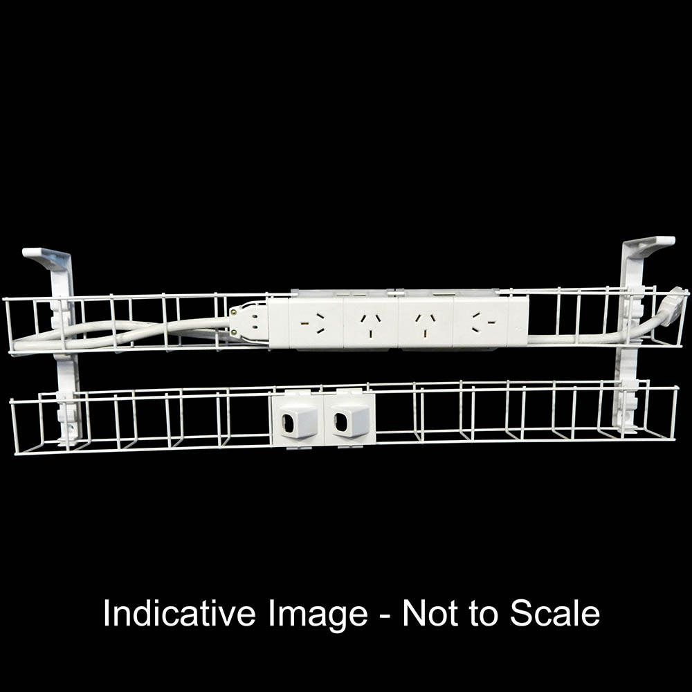 Image for RAPIDLINE DUAL TIER CABLE BASKET 1250MM / GPO X 4 / DATA TILES X 2 / LEAD LENGTH 2M from That Office Place PICTON