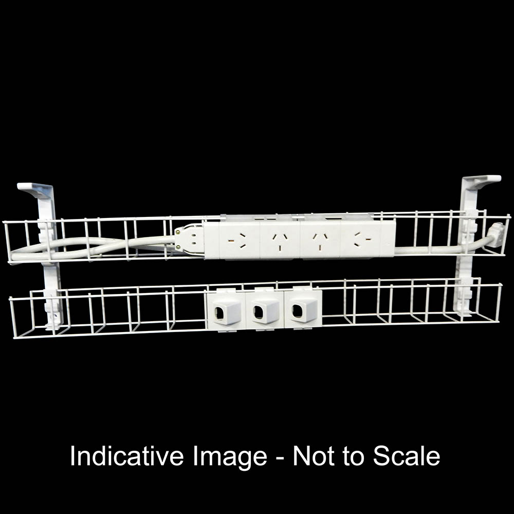 Image for RAPIDLINE DUAL TIER CABLE BASKET 1550MM / GPO X 4 / DATA TILES X 3 / LEAD LENGTH 2.5M from Mitronics Corporation