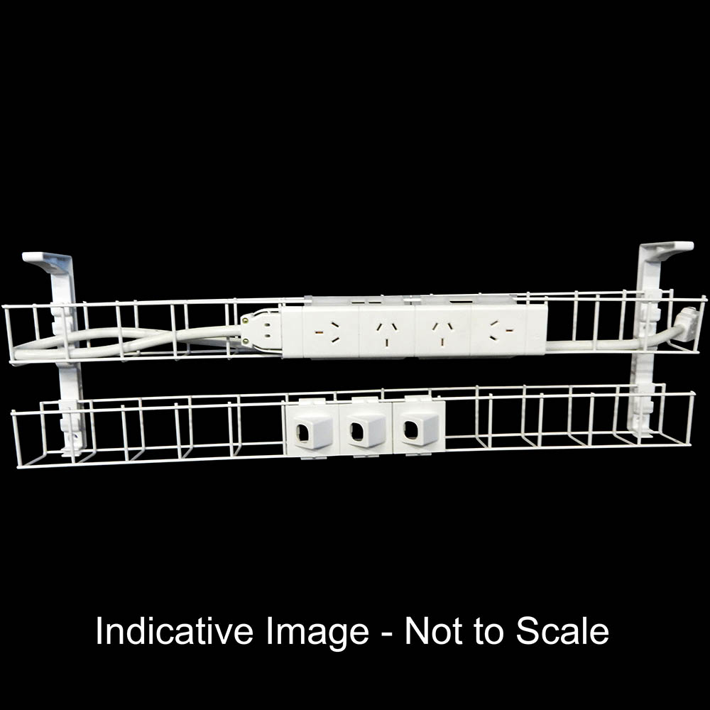 Image for RAPIDLINE DUAL TIER CABLE BASKET 950MM / GPO X 4 / DATA TILES X 3 / LEAD LENGTH 1.5M from That Office Place PICTON