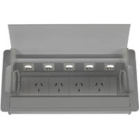 rapidline table surface mounted service box 4-gpo anodised silver