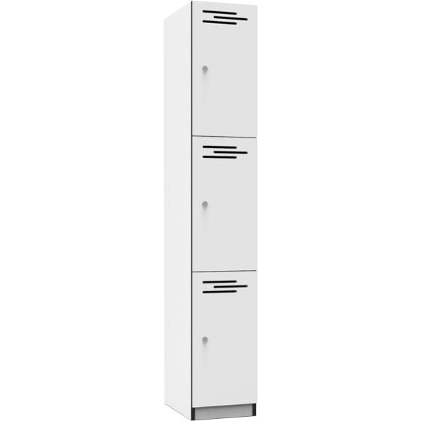 Image for RAPIDLINE MELAMINE LOCKER 3 DOOR 1850 X 305 X 455MM NATURAL WHITE/BLACK EDGING from That Office Place PICTON