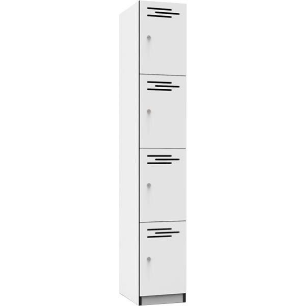 Image for RAPIDLINE MELAMINE LOCKER 4 DOOR 1850 X 305 X 455MM NATURAL WHITE/BLACK EDGING from That Office Place PICTON