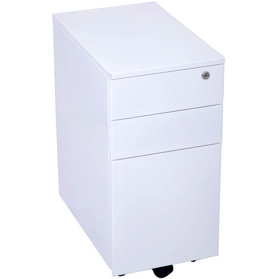 Image for GO STEEL SLIMLINE MOBILE PEDESTAL 3-DRAWER LOCKABLE 300 X 472 X 610MM WHITE CHINA from Eastland Office Supplies