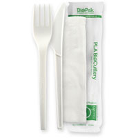 biopak pla cutlery set white