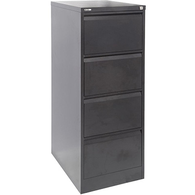 Image for GO STEEL FILING CABINET 4 DRAWERS 460 X 620 X 1321MM BLACK RIPPLE from Office Heaven