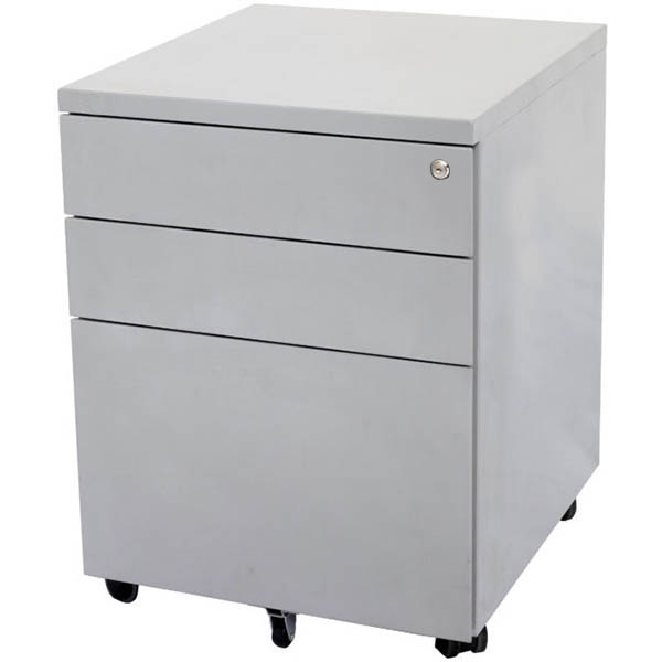 Image for GO STEEL MOBILE PEDESTAL STEEL 3-DRAWER LOCKABLE 460 X 472 X 610MM PRECIOUS SILVER from Memo Office and Art