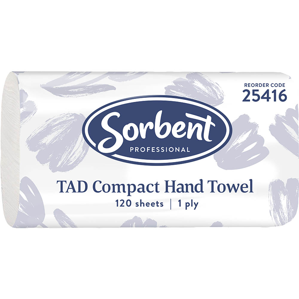 Image for SORBENT PROFESSIONAL TAD COMPACT HAND TOWEL 1 PLY 120 SHEETS CARTON 20 from Challenge Office Supplies