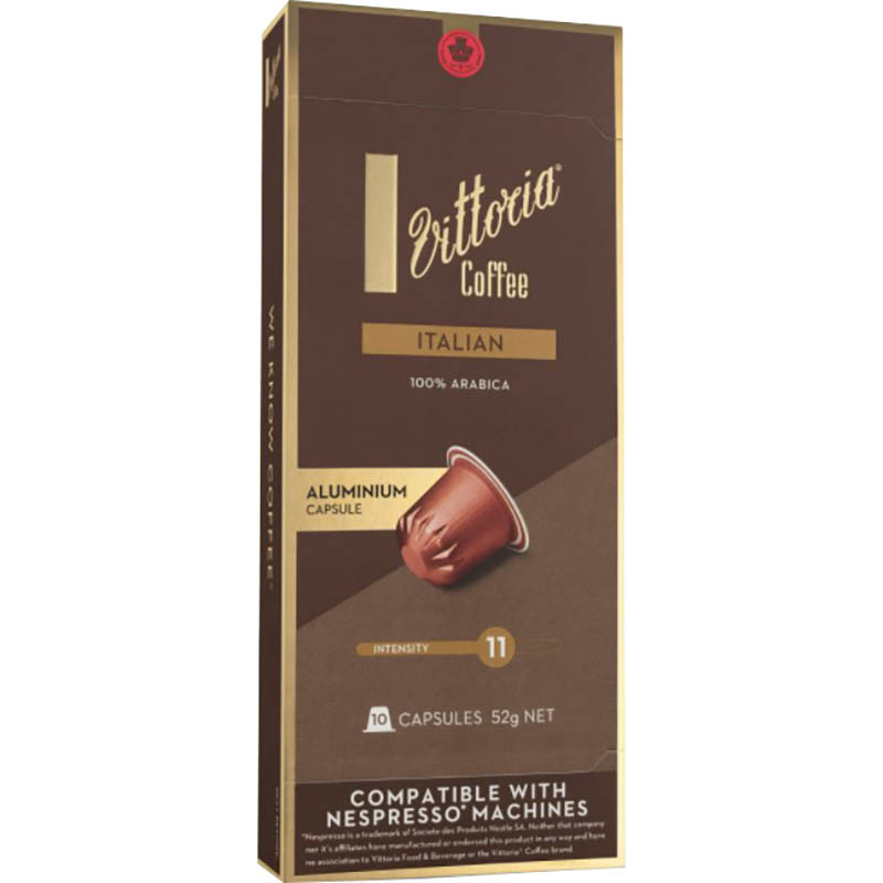 Image for VITTORIA NESPRESSO COMPATIBLE COFFEE CAPSULES ITALIAN PACK 10 from Clipboard Stationers & Art Supplies
