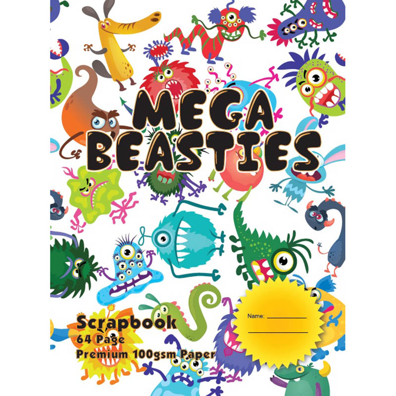 Image for MEGA BEASTIES PREMIUM SCRAPBOOK 100GSM 64 PAGE 335 X 240MM from Prime Office Supplies
