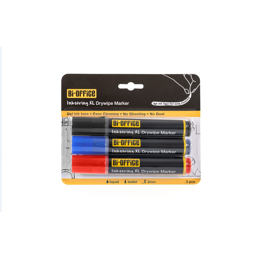Image for BI-OFFICE INKSTRING DRYWIPE MARKERS XL ASSORTED PACK 3 from Memo Office and Art