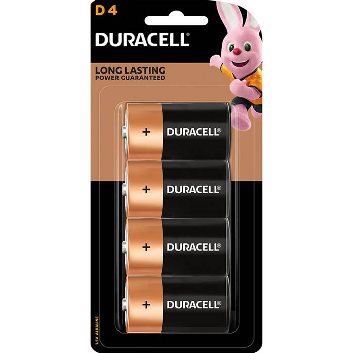 Image for DURACELL COPPERTOP ALKALINE D BATTERY PACK 4 from Mitronics Corporation