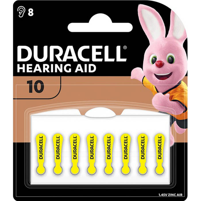 Image for DURACELL SIZE 10 EASYTAB HEARING AID ZINC AIR COIN 1.45V BATTERY PACK 8 from Clipboard Stationers & Art Supplies
