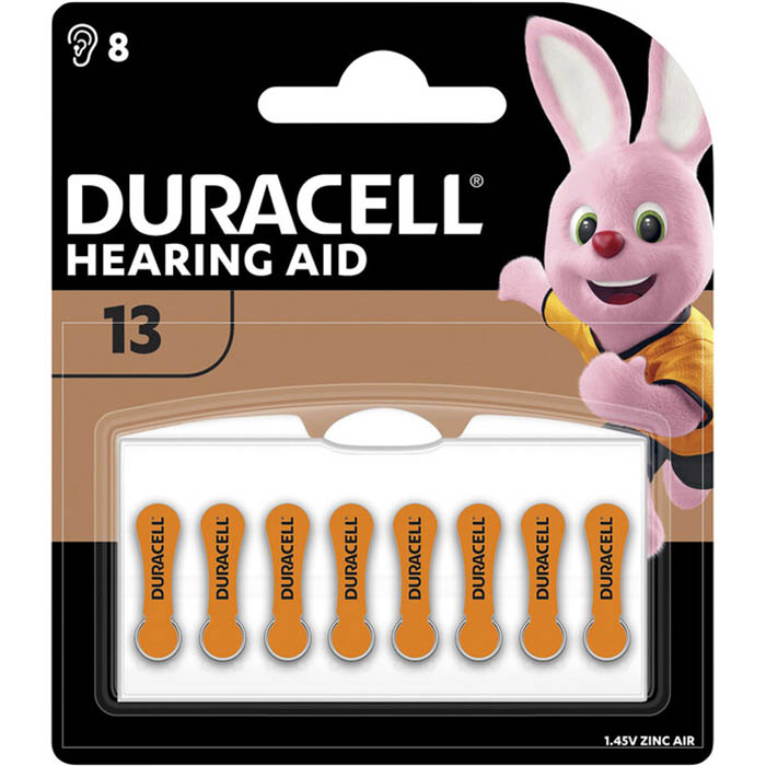 Image for DURACELL SIZE 13 EASYTAB HEARING AID ZINC AIR COIN 1.45V BATTERY PACK 8 from Mitronics Corporation
