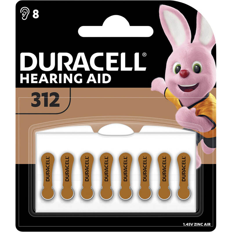 Image for DURACELL SIZE 312 EASYTAB HEARING AID ZINC AIR COIN 1.45V BATTERY PACK 8 from Office Heaven