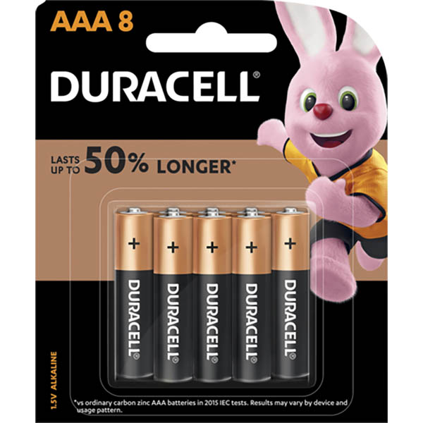 Image for DURACELL COPPERTOP ALKALINE AAA BATTERY PACK 8 from York Stationers