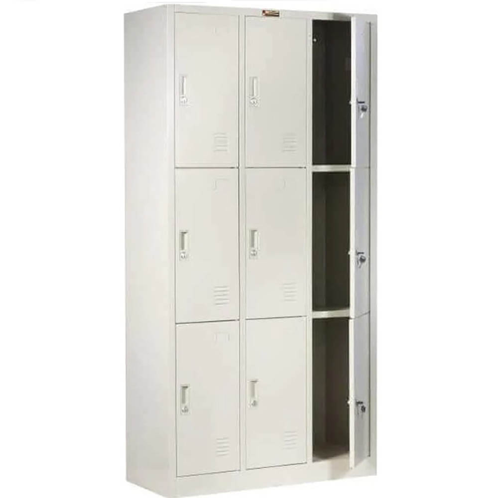 Image for METAL LOCKER 9 DOOR 3 ROW WITH CAM LOCK 900 X 390 X 1800 GREY from York Stationers