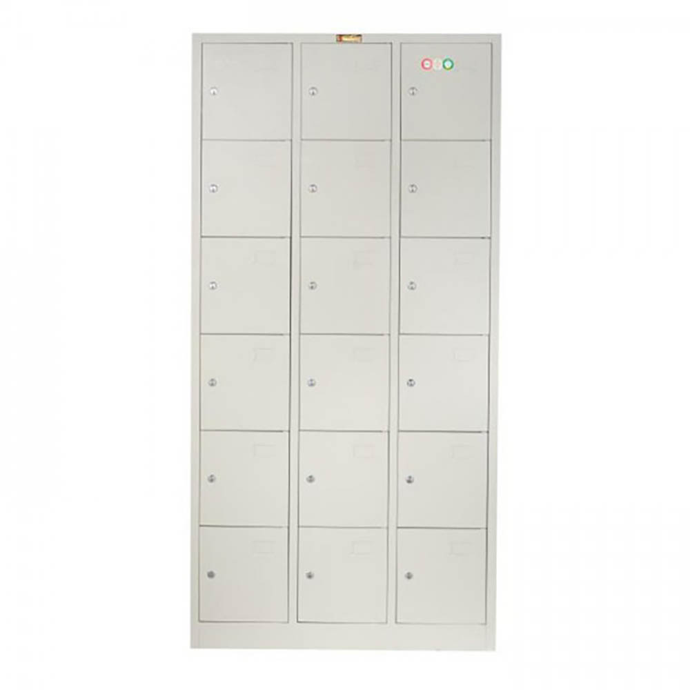 Image for METAL LOCKER 18 DOOR WITH CAM LOCK 900 X 450 X 1850MM GREY from Challenge Office Supplies