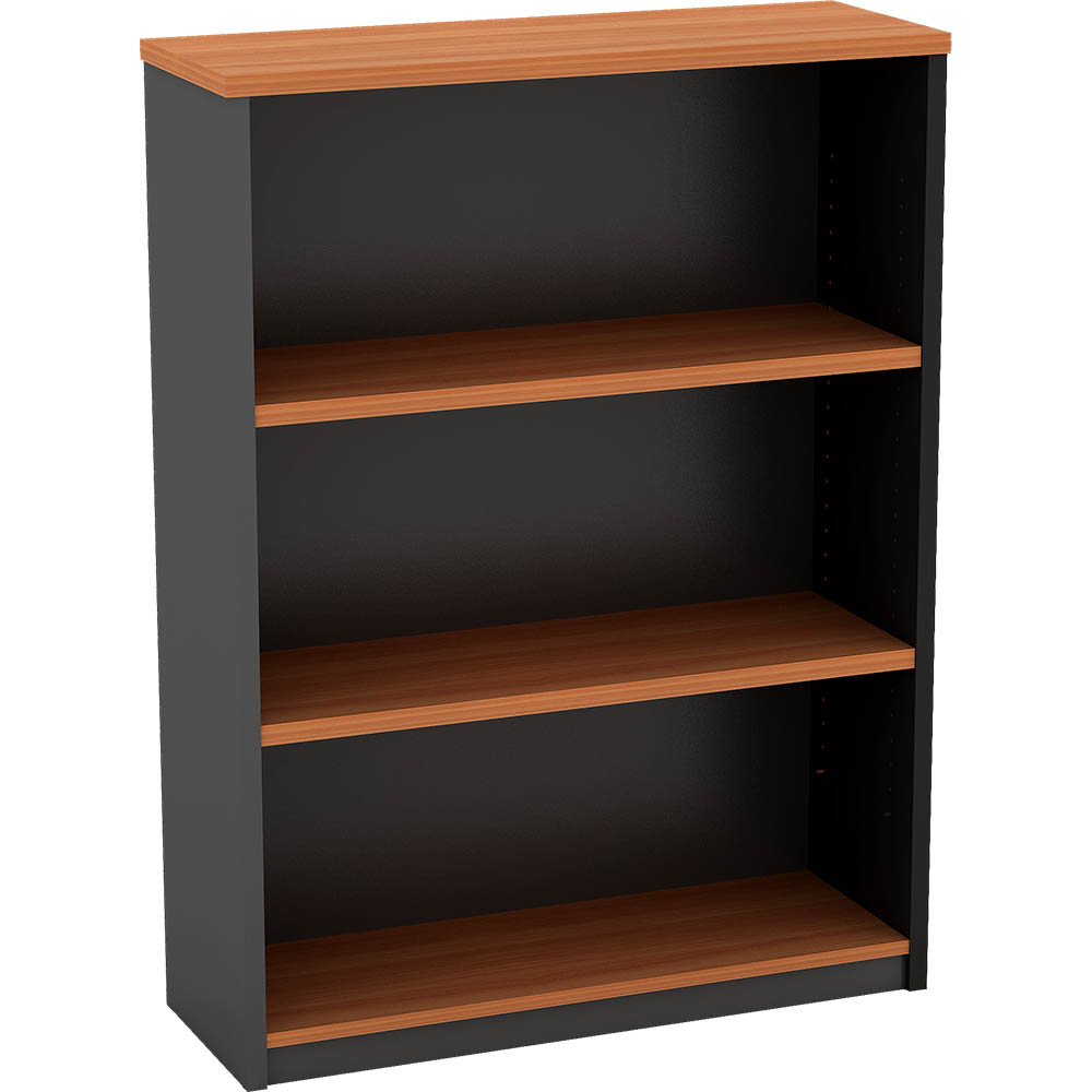 Image for OM OPEN BOOKCASE 900 X 320 X 1200MM CHERRY/CHARCOAL from Prime Office Supplies