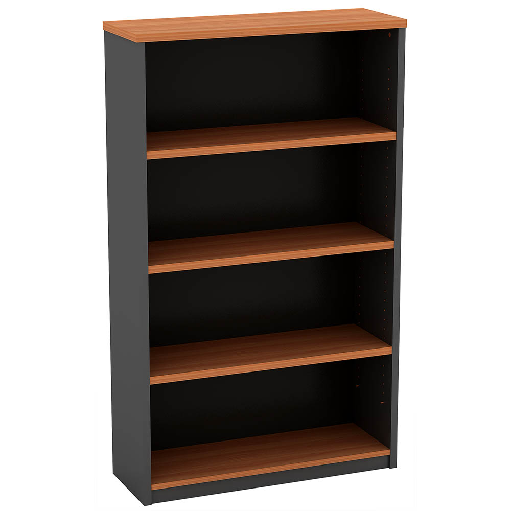 Image for OM OPEN BOOKCASE 900 X 320 X 1500MM CHERRY/CHARCOAL from Australian Stationery Supplies