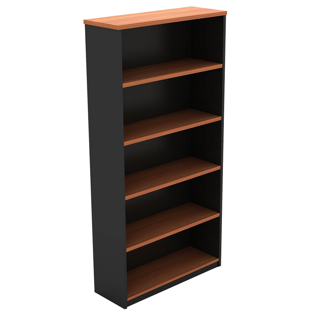 Image for OM OPEN BOOKCASE 900 X 320 X 1800MM CHERRY/CHARCOAL from Olympia Office Products