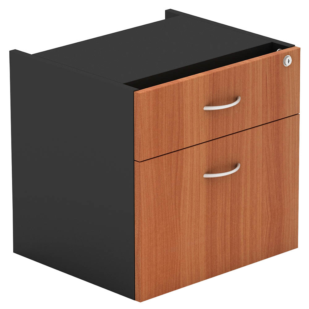 Image for OM FIXED DESK PEDESTAL 2-DRAWER LOCKABLE 464 X 400 X 450MM CHERRY/CHARCOAL from BusinessWorld Computer & Stationery Warehouse