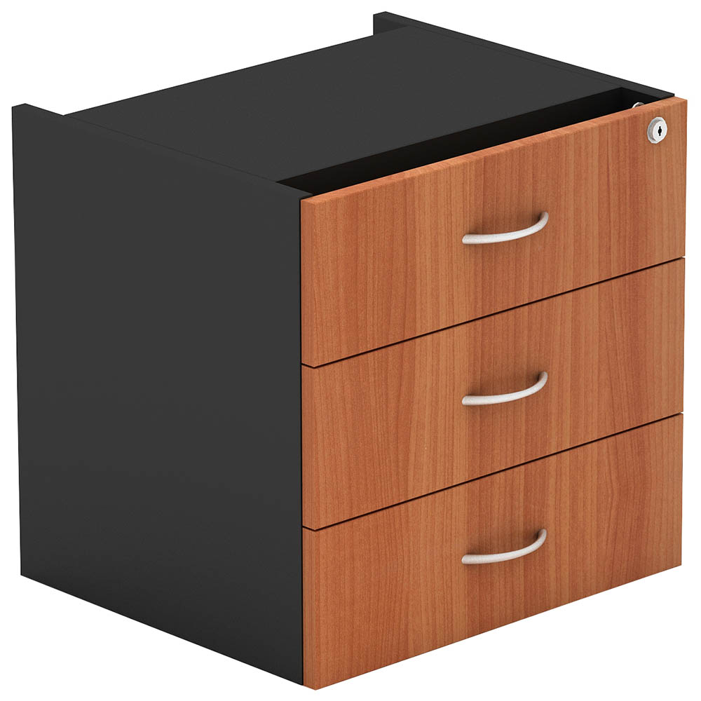 Image for OM FIXED DESK PEDESTAL 3-DRAWER LOCKABLE 464 X 400 X 450MM CHERRY/CHARCOAL from Challenge Office Supplies