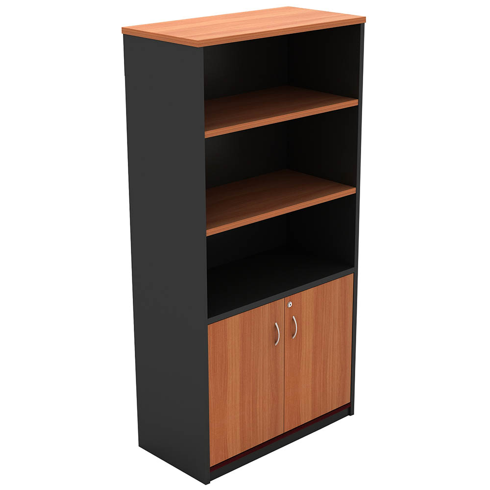 Image for OM HALF DOOR CABINET 900 X 450 X 1800MM CHERRY/CHARCOAL from That Office Place PICTON