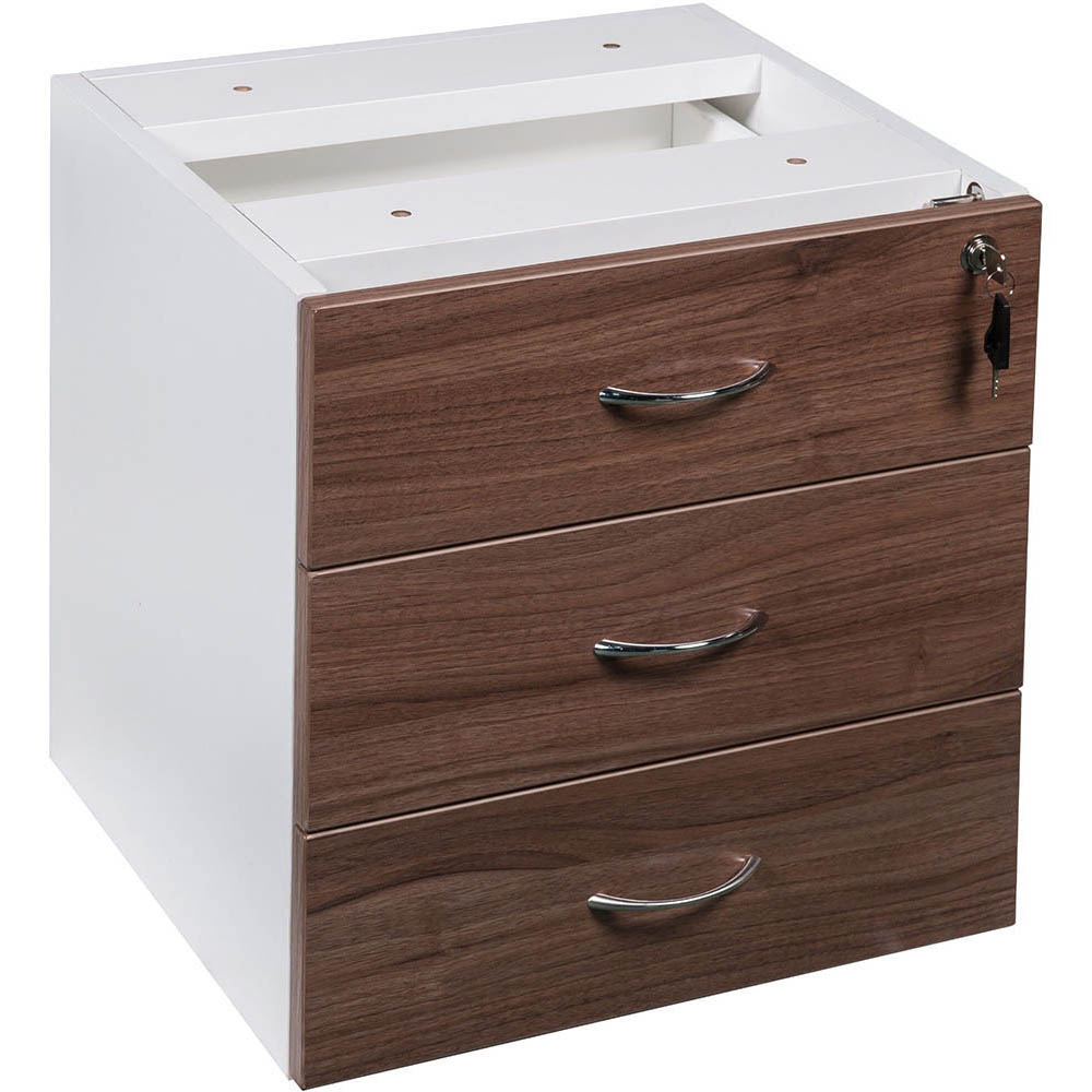 Image for OM PREMIER FIXED DESK PEDESTAL 3-DRAWER LOCKABLE 464 X 400 X 450MM CASNAN/WHITE from Clipboard Stationers & Art Supplies