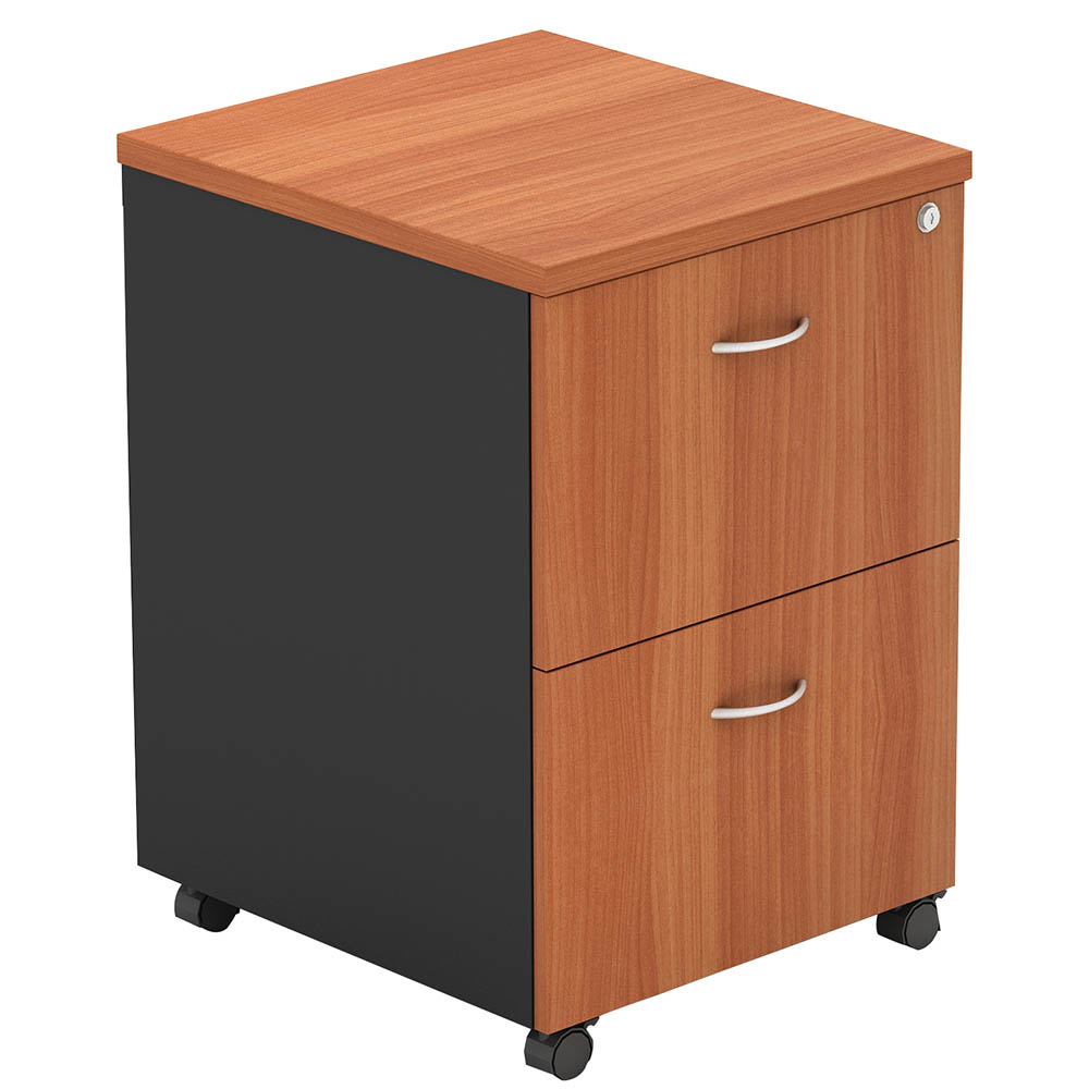Image for OM MOBILE PEDESTAL 2-DRAWER LOCKABLE 468 X 510 X 685MM CHERRY/CHARCOAL from York Stationers
