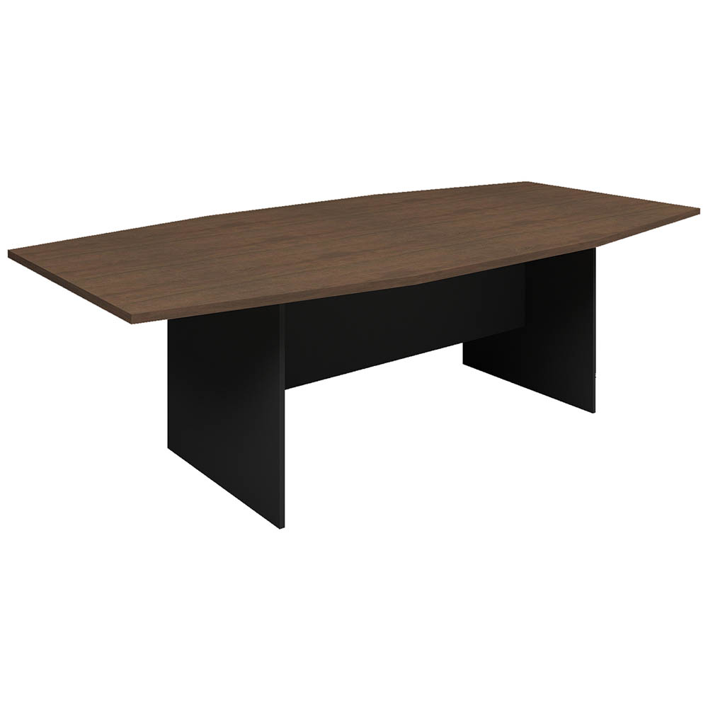 Image for OM PREMIER BOARDROOM TABLE WITH H BASE 2400 X 1200 X 720MM REGAL WALNUT/CHARCOAL from BusinessWorld Computer & Stationery Warehouse