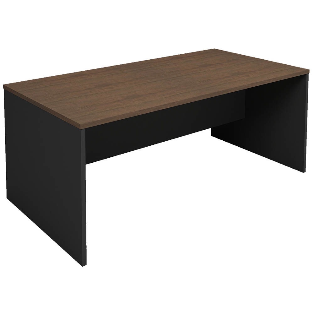 Image for OM PREMIER DESK 1500 X 750 X 720MM REGAL WALNUT/CHARCOAL from Challenge Office Supplies