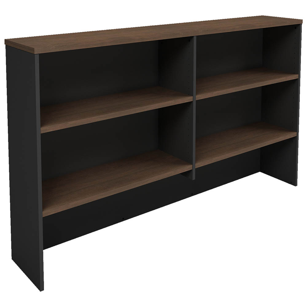 Image for OM PREMIER OVERHEAD HUTCH 1500 X 325 X 1080MM REGAL WALNUT/CHARCOAL from That Office Place PICTON