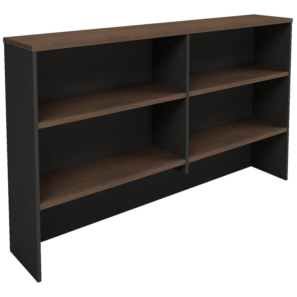 Image for OM PREMIER OVERHEAD HUTCH 1800 X 325 X 1080MM REGAL WALNUT/CHARCOAL from BusinessWorld Computer & Stationery Warehouse