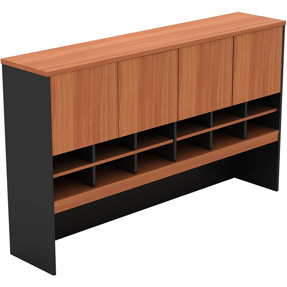 Image for OM PIGEON HOLE HUTCH 1800 X 370 X 1080MM CHERRY/CHARCOAL from BusinessWorld Computer & Stationery Warehouse