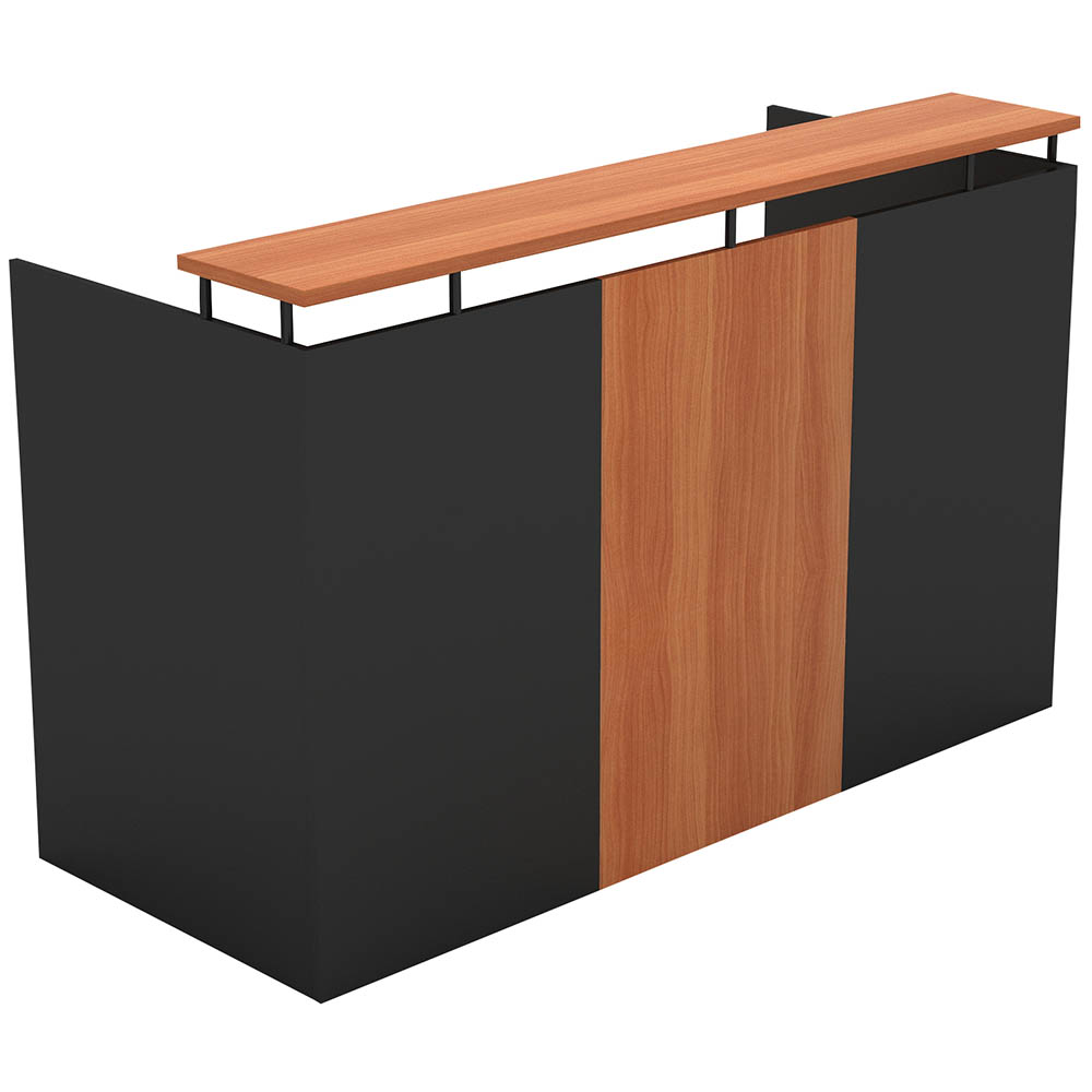 Image for OM RECEPTION COUNTER DESK 1800 X 750 X 1100MM CHERRY/CHARCOAL from Mitronics Corporation