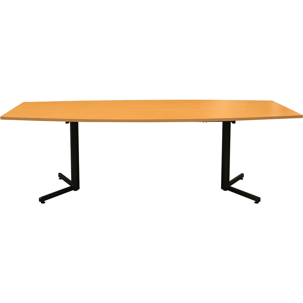Image for OM BOARDROOM TABLE BOAT SHAPED 2400 X 1200MM BEECH/BLACK from BusinessWorld Computer & Stationery Warehouse
