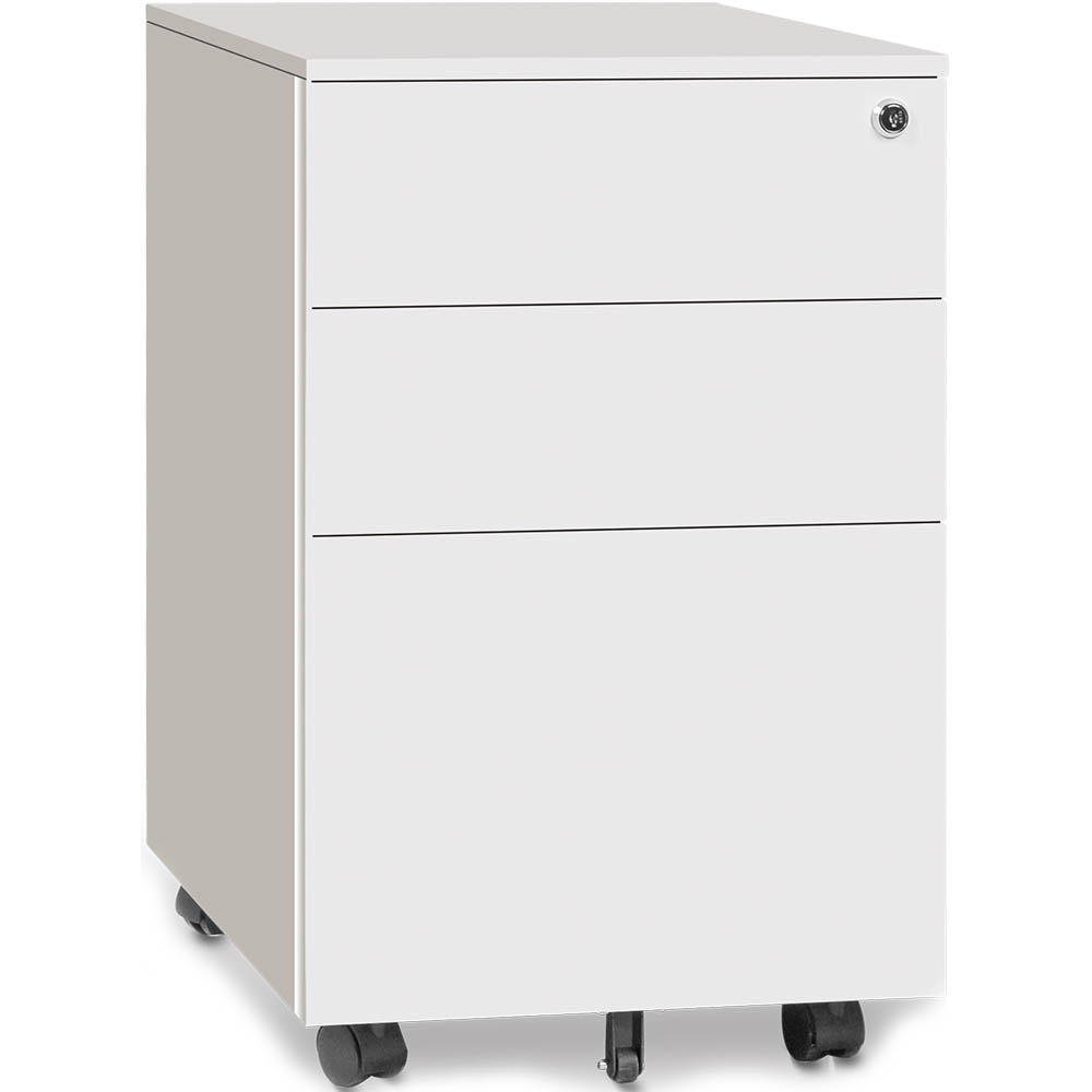 Image for OM METAL MOBILE PEDESTAL 3-DRAWER LOCKABLE 390 X 500 X 600MM WHITE from That Office Place PICTON