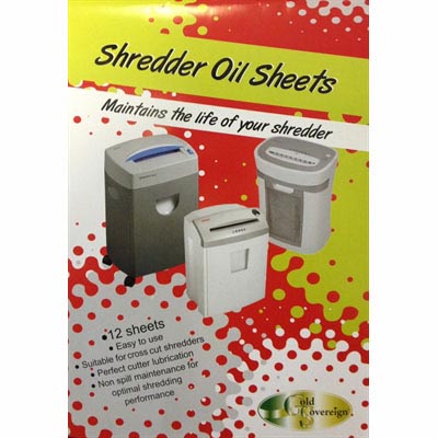 Image for GOLD SOVEREIGN SHREDDER OIL SHEETS PACK 12 from Mitronics Corporation