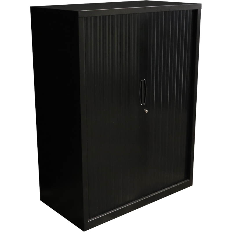 Image for GO STEEL TAMBOUR DOOR CABINET 2 SHELVES 1016 X 1200 X 473MM BLACK from That Office Place PICTON