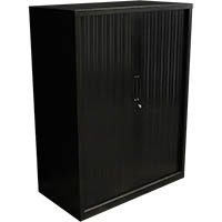 go steel tambour door cabinet 2 shelves 1016 x 1200 x 473mm black