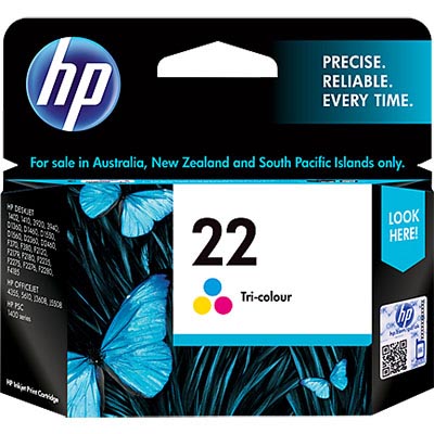 Image for HP C9352AA 22 INK CARTRIDGE VALUE PACK CYAN/MAGENTA/YELLOW from Office Heaven