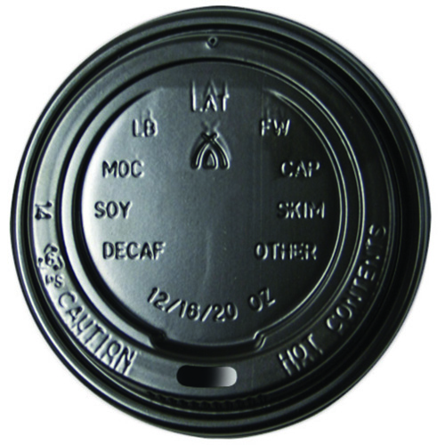 Image for HUHTAMAKI PREMIUM COFFEE CUP LID 12/16OZ BLACK PACK 50 from Positive Stationery
