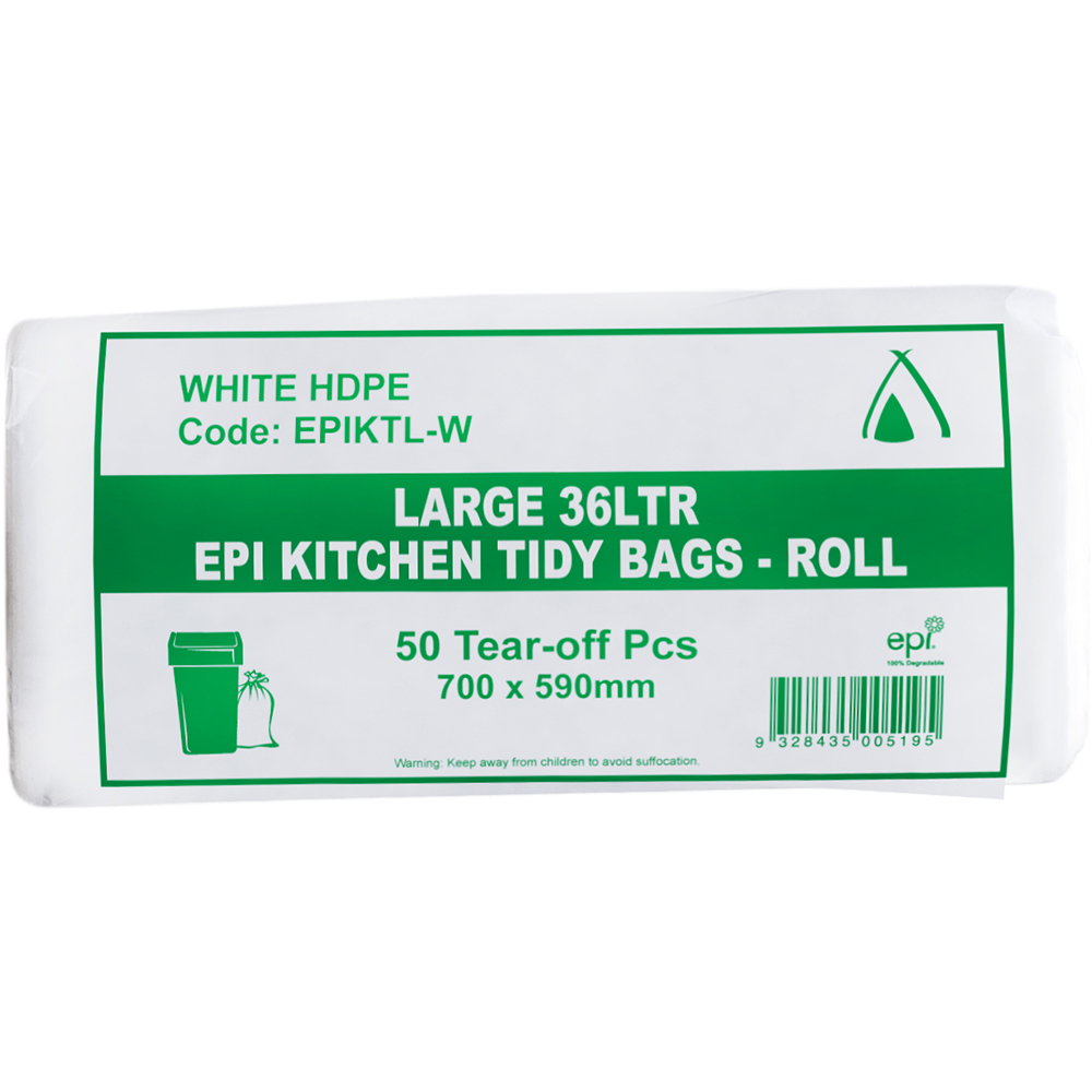 Image for HUHTAMAKI HDPE BIN LINER EPI 36 LITRE WHITE PACK 50 from That Office Place PICTON