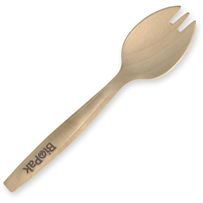 Image for BIOPAK WOODEN SPORK 160MM PACK 100 from Challenge Office Supplies