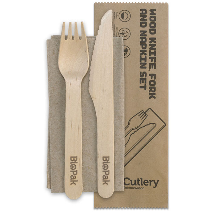 BIOPAK WOODEN CUTLERY SET PACK 100 |  | 7089221i