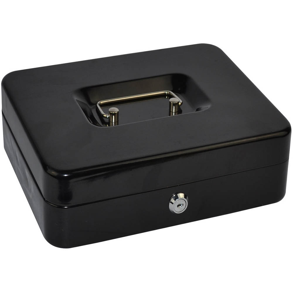 Image for ITALPLAST DELUXE METAL CASH BOX 118 X 150 X 80MM BLACK from York Stationers