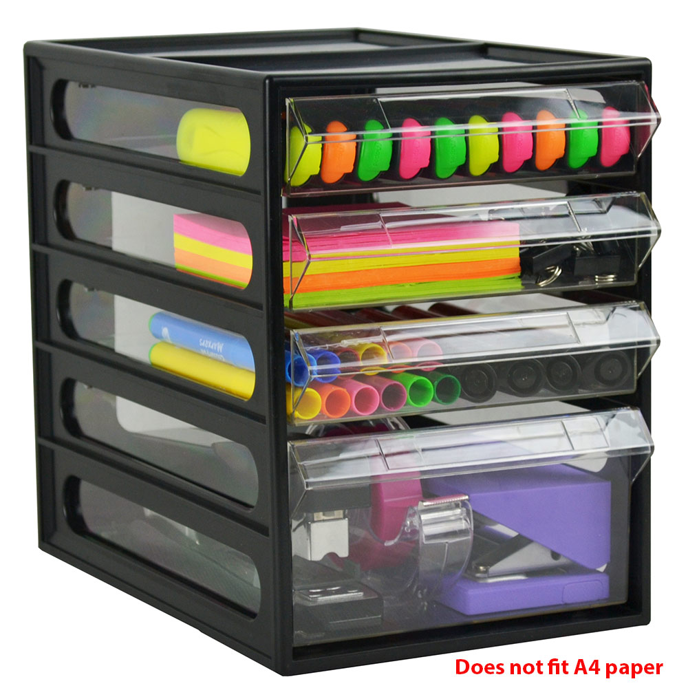 Image for ITALPLAST OFFICE ORGANISER CABINET 4 DRAWER 255D X 165W X 230H MM BLACK from Mercury Business Supplies