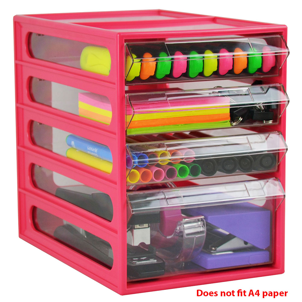 Image for ITALPLAST OFFICE ORGANISER CABINET 4 DRAWER 255D X 165W X 230H MM WATERMELON from Office Express