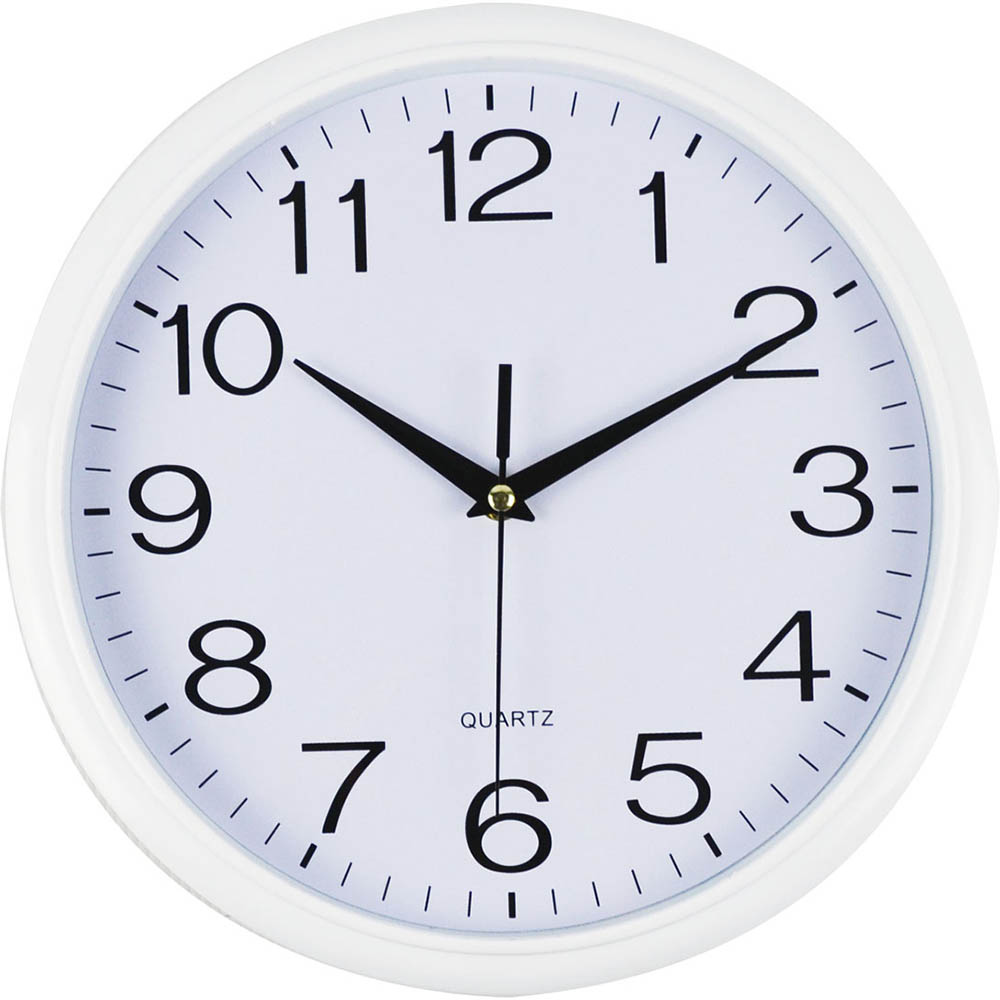 Image for ITALPLAST WALL CLOCK 300MM GLASS WHITE from Mercury Business Supplies
