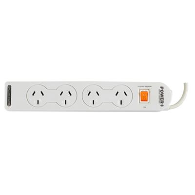 Image for ITALPLAST POWER BOARD 4 OUTLET WITH MASTER SWITCH AND OVERLOAD 1M WHITE from Prime Office Supplies